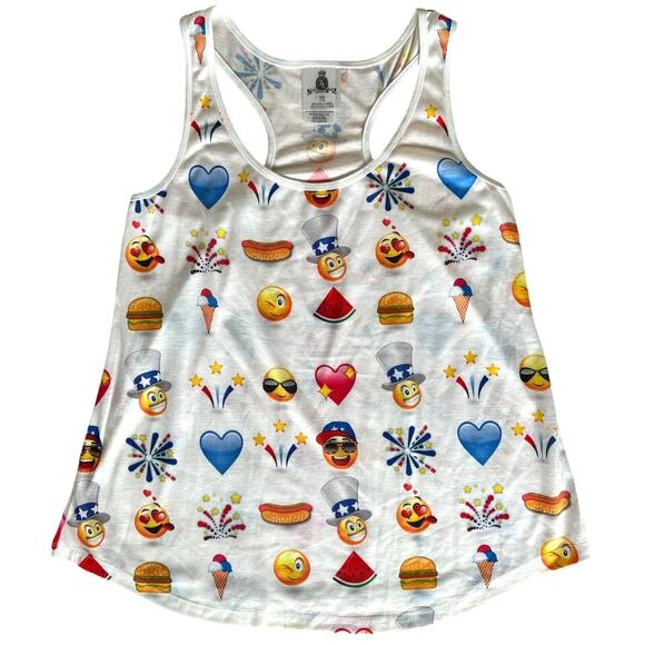 Junior’s 4th Of July Emoji Tank Top Size M (7/9) White Printed - Picture 1 of 6